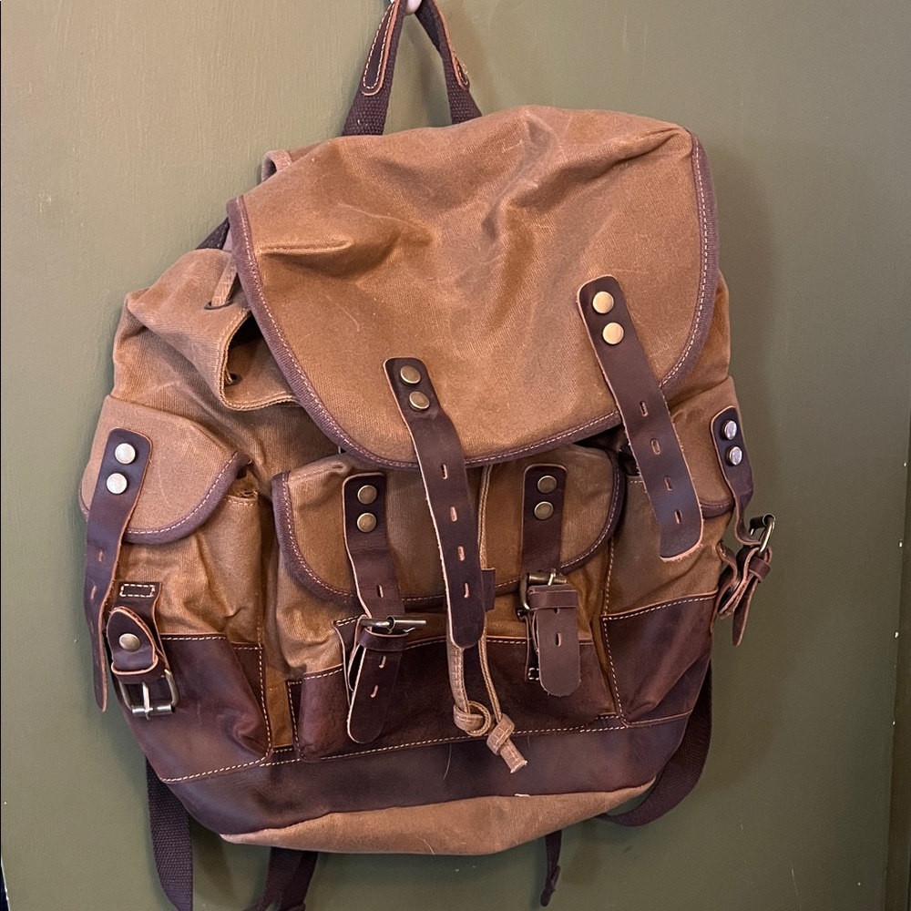 Brown Canvas Backpack